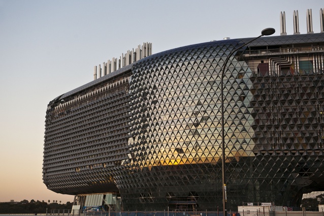 SAHMRI’S sculptural form by Woods Bagot in the heart of Adelaide’s new medical and health precinct, west of the city.