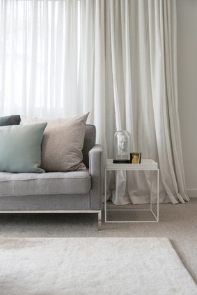 Neutrals dominate as the base palette throughout the house, helping to create a relaxing, serene vibe.