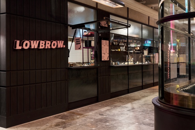 Lowbrow’s shop front uses black steel and Squarelite glazing. 