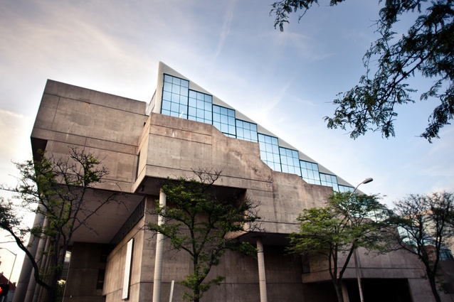 Gund Hall at Harvard University's Graduate School of Design, designed by Australian architect and GSD graduate John Andrews,  opened in 1972.