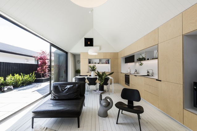 Urban Cottage, Christchurch, by CoLab Architecture. 2016. The house is open to external connections and is oriented north for maximum sunlight.