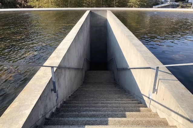 Honpukuji (the Water Temple), a Buddhist temple designed by Tadao Ando on Awaji Island in Japan.
