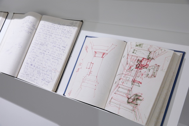 Objectspace’s Chartwell Gallery displayed close to 200 of architect Pete Bossley’s sketchbooks.
