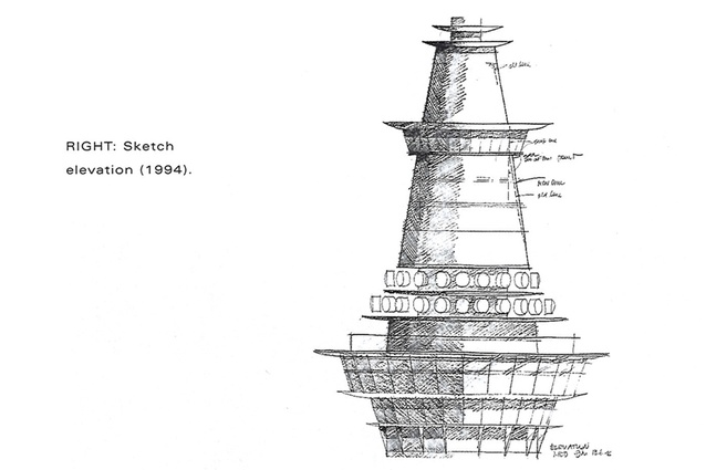Sketch elevation by Gordon Moller, 1994.