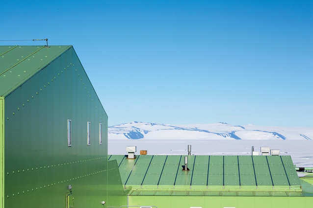 New Zealand's vivid-green research station, Scott Base, is located at Pram Point on Ross Island, near Mount Erebus.Designed by Frank Ponder, of the NZ Ministry of Works, it originally consisted of six main buildings and three smaller scientific labs but has since grown considerably. 