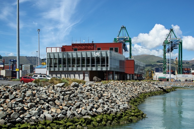 Lyttelton Port Company’s new head office sits just four metres back from the water at Whakaraupō (Lyttelton Harbour).