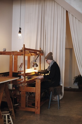 Chris Duncan at work on his loom.