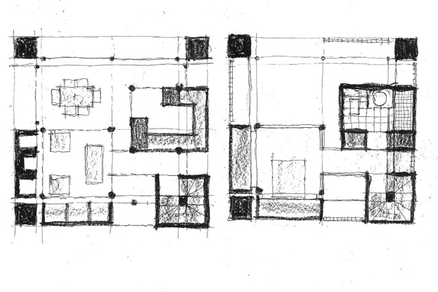 Barr House floor plans, scheme 3 (1992–
1993).