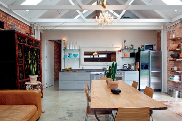 A simple, industrial-style kitchen was chosen for it’s minimal look.

