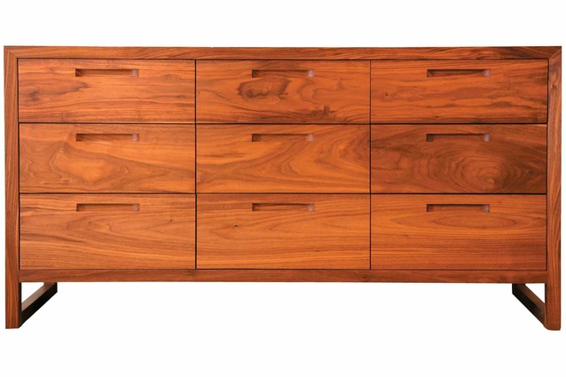 Nine drawer wooden cabinet. 