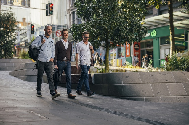 The redesigned section of Victoria Street (West) features extensive planting, wider footpaths and several types of seating.