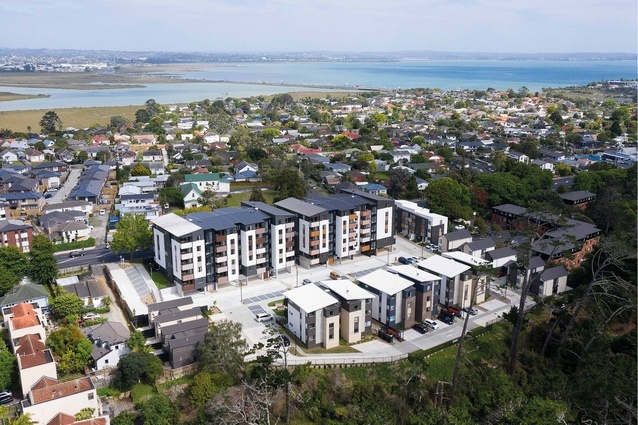 Winner of the Housing – Multi Unit award at the 2021 New Zealand Architecture Awards: Kāinga Ora - Waterview Court by Ashton Mitchell.