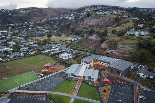 Te Raekura Redcliffs School, on its new site, is oriented towards the sea view.