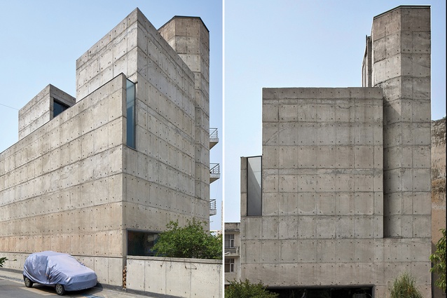 The in-situ concrete exteriors of Matra Architects’ Kaleka House on the outskirts of Delhi are almost windowless.