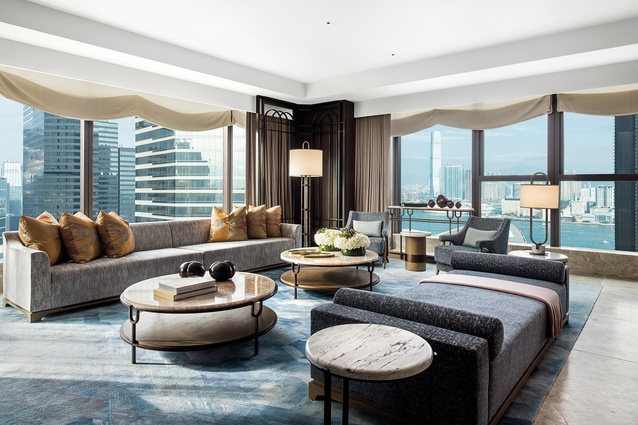 The interiors of the St. Regis Hong Kong are 
a careful balance between glamour and heritage, and pay homage to the district of Wan Chai.