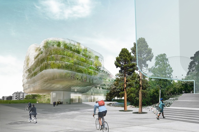 Future project: Stockholm Offices by Urban Design AB and SelgasCano. The greenery from the neighbouring park will continue into the building through its ETFE double-façade skin.