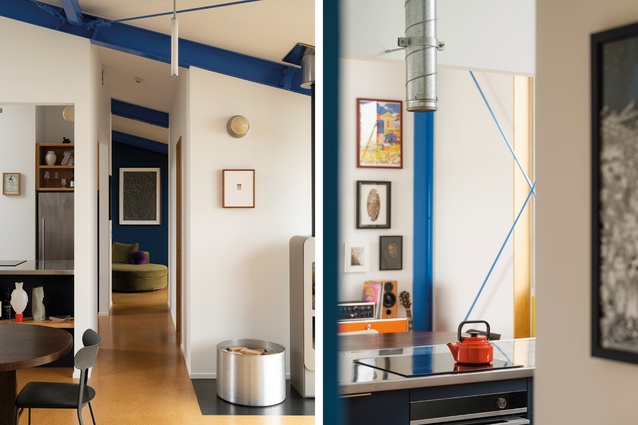 Interior views of the apartment show the kitchen and dining space. 

