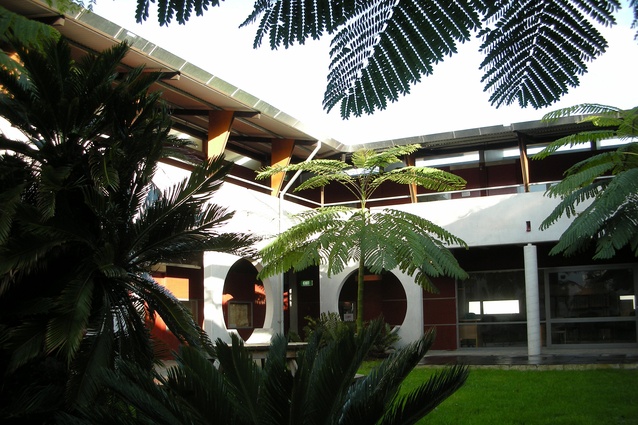 UNITEC Landscape and Plant Science courtyard. 2005. The master plan for this department brought together existing and new buildings around public and semi-private open spaces.