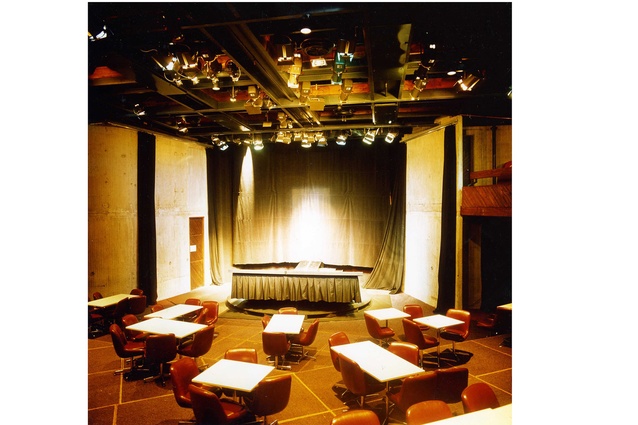 The auditorium interior, showing bespoke swivelling seats designed by Raymond Boyce.