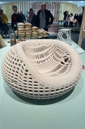 Chair No. One by Studio Oberhauser. A 3D printed chair made in concrete and recycled glass taking inspiration from nature's elements.