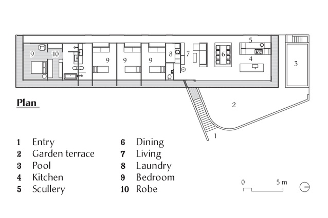 Plan of Tinbeerwah House by Teeland Architects.
