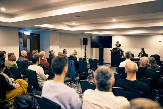 Huia Reriti, Perehitini (President) of Te Kāhui Whaihanga New Zealand Institute of Architects, the first of Māori descent in the 119-year history of the Institute.