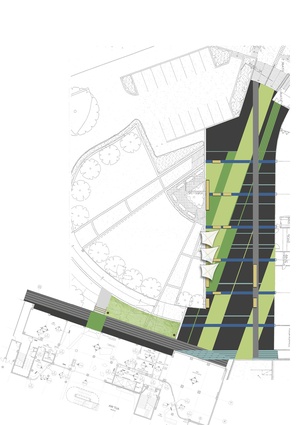 A plan of the scheme of paintwork applied to the ground plane of this plaza off Wellesley Street.
