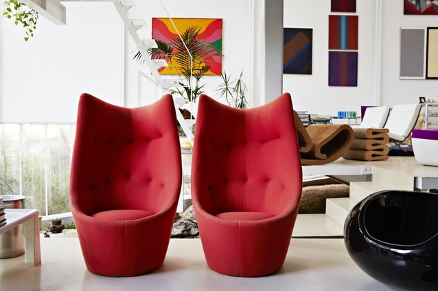 Henry's collection includes chairs by Grant Featherston, Oscar Niemeyer and Marc Newson. 