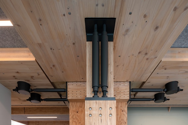 The seismic joint is crafted from timber. 