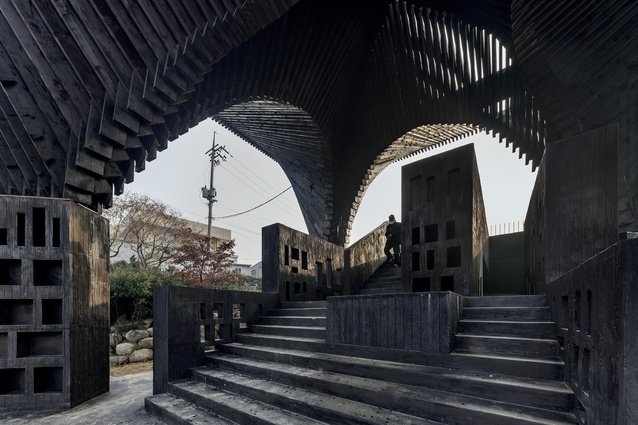 The River Reading Room on the banks of the River Gwangju in South Korea, designed by Adjaye Architects. 