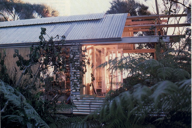Nestled within the bush, Preston House is composed almost entirely of corrugated iron and plywood.
