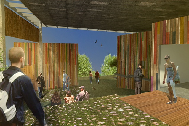 Artist's impression of the Longbush Ecosanctuary Welcome Shelter.
