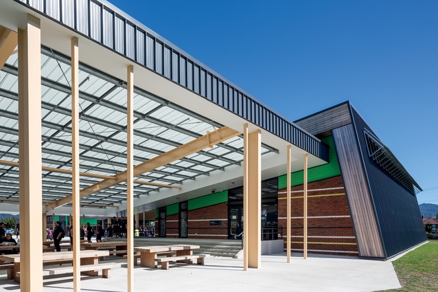 Canopies offer students all-weather places in which to eat and talk. 

