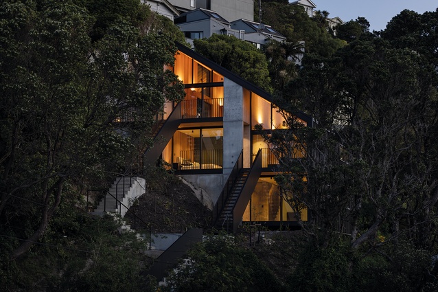 Live in your own Escher house amidst the trees – ascending staircases climb up the cliff face.