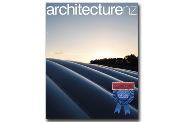 The March/April 2014 cover of <em>Architecture New Zealand</em> magazine has been named The Maggies Cover of the Year 2014.