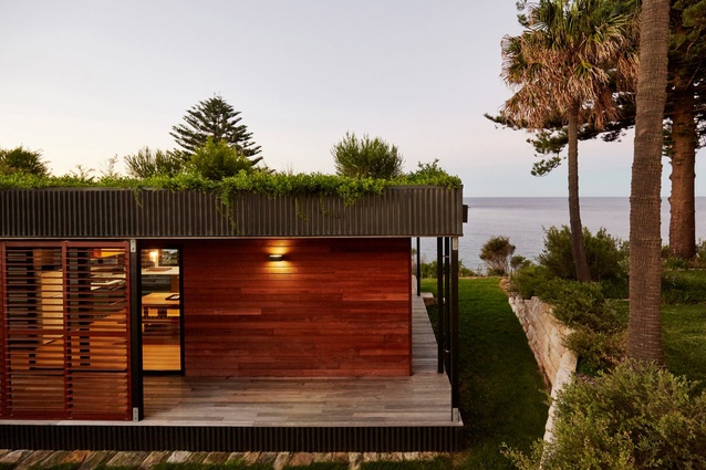 Avalon House, Sydney. This ArchiBlox-designed prefab beachside home features an overflowing green roof and sits lightly on its site, with a build time of only six weeks.