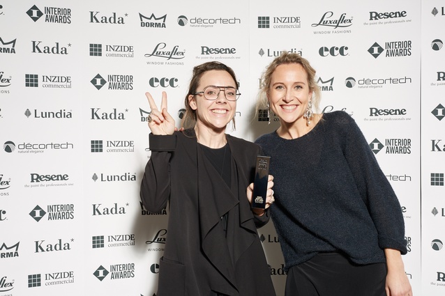 Prue Johnstone (AW Architects) with Harriet  Johnstone. Winner: Workplace Award, up to 1,000sqm for 190 St Asaph Street.