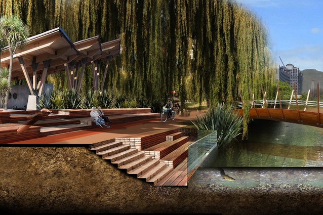 Early conceptualisation of Avon River Aspirations by Royal Associates Architects, Christchurch.