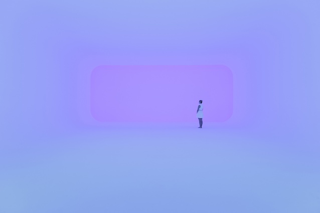 James Turrell, <i>Virtuality squared</i>, 2014. Ganzfeld: built space, LED lights
800 x 1400 x 1940.5 cm (overall). Collection James Turrell.
