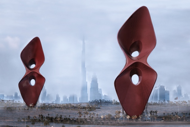 Absorbent Sand Storm Skyscraper by Kalbod Studio. WAFX Award winner in the Building Technology category.