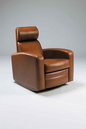 Leather high-back club chair. 