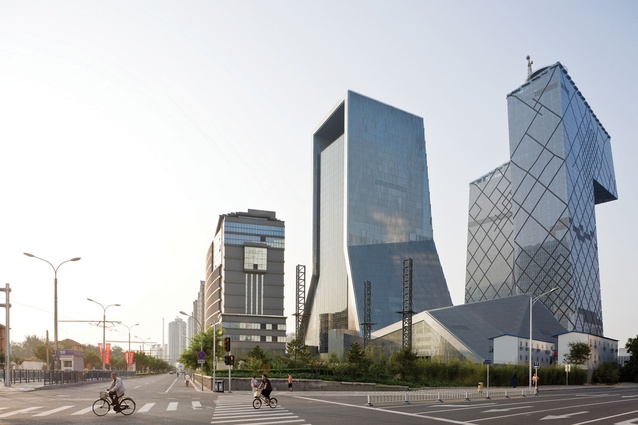 OMA’s TVCC tower (centre), with the neighbouring CCTV building (right).