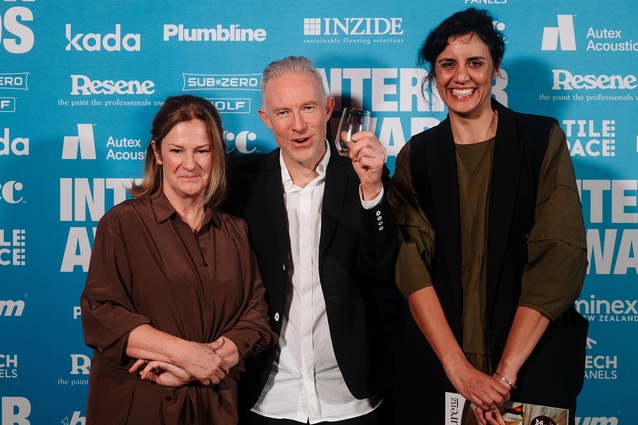 Interior Awards convenor Amanda Harkness with jurors Andrew Mitchell, director at Patterson Associates and Ana Heremaia, co-founder of ĀKAU.