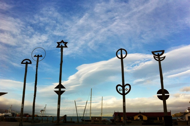 Wellington waterfront’s City-to-Sea Bridge will be demolished due to unresolved seismic strengthening issues, but the fate of its public artworks remains unclear. Image: Jeff and Neda Fields <a 
href="https://www.flickr.com/photos/67011297@N07/8443774026/"style="color:#3386FF"target="_blank"><u>via Flickr</u></a>