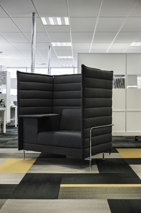 Opportunities for more mobile work outside of the traditional desk include this ‘love seat’.