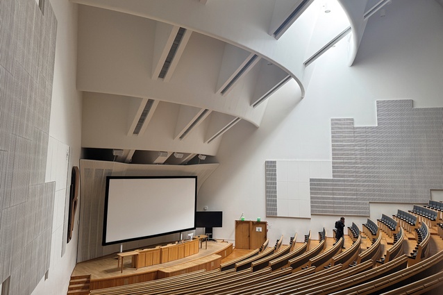 The fanlike Main Auditorium (1964–1974) of the Helsinki University of Technology, now Aalto University.