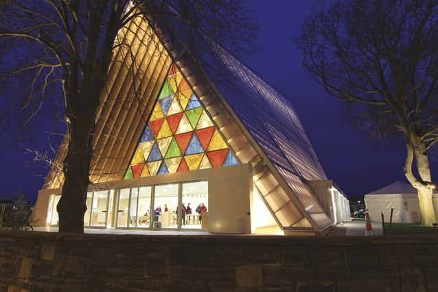 Christchurch's Transitional Cathedral incorporates an innovative polycarbonate roof.