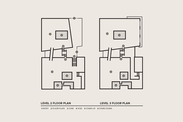 Floor plans for Levels 2 and 3.