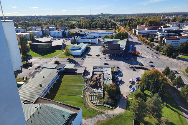 Seinäjoki Town Centre: the view from the church bell tower west towards the Citizens’ Square.
