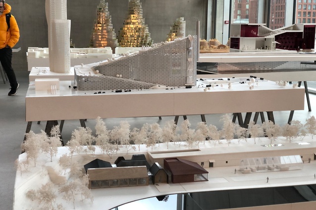 Models on display on the ground floor include BIG's Noma (in foreground) and its World Architecture Festival-winning project, CopenHill (behind).